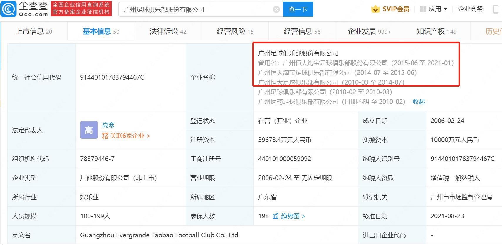 广州恒大足球成被执行人，广州队所持中超联赛股权被冻结
